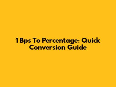 1 Bps To Percentage: Quick Conversion Guide