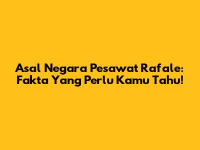Asal Negara Pesawat Rafale: Fakta Yang Perlu Kamu Tahu!