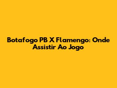 Botafogo PB X Flamengo: Onde Assistir Ao Jogo