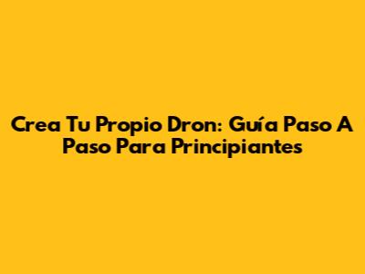 Crea Tu Propio Dron: Guía Paso A Paso Para Principiantes