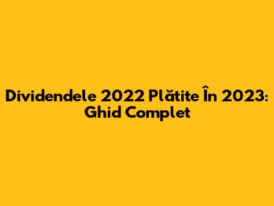 Dividendele 2022 Plătite În 2023: Ghid Complet