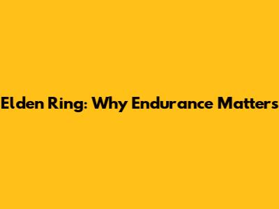 Elden Ring: Why Endurance Matters