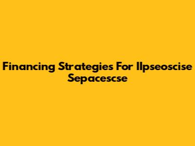 Financing Strategies For IIpseoscise Sepacescse