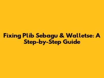 Fixing Plib Sebagu & Walletse: A Step-by-Step Guide