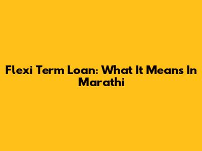 Flexi Term Loan: What It Means In Marathi