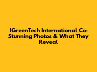 IGreenTech International Co: Stunning Photos & What They Reveal