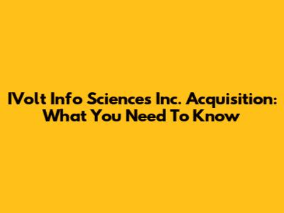 IVolt Info Sciences Inc. Acquisition: What You Need To Know