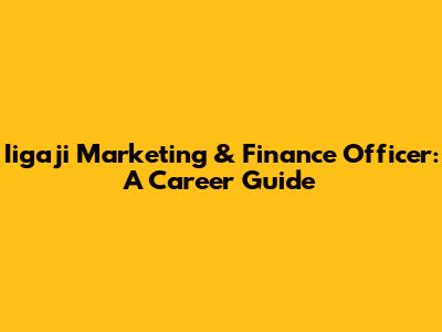 Iigaji Marketing & Finance Officer: A Career Guide