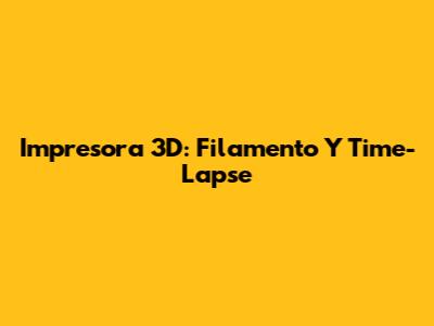 Impresora 3D: Filamento Y Time-Lapse