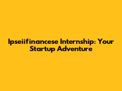 Ipseiifinancese Internship: Your Startup Adventure
