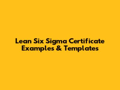 Lean Six Sigma Certificate Examples & Templates