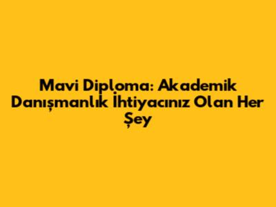 Mavi Diploma: Akademik Danışmanlık İhtiyacınız Olan Her Şey