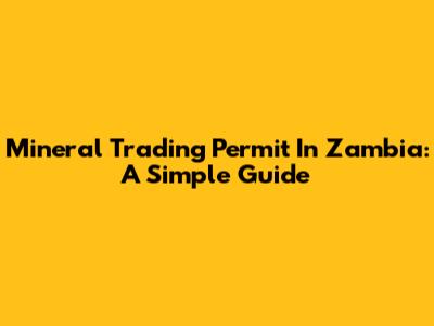 Mineral Trading Permit In Zambia: A Simple Guide