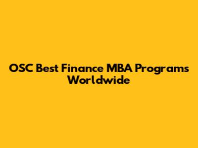 OSC Best Finance MBA Programs Worldwide