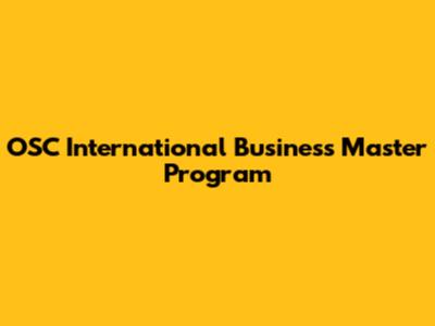 OSC International Business Master Program