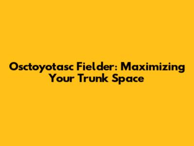 Osctoyotasc Fielder: Maximizing Your Trunk Space
