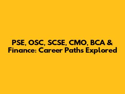 PSE, OSC, SCSE, CMO, BCA & Finance: Career Paths Explored