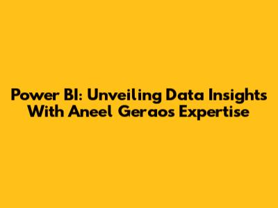 Power BI: Unveiling Data Insights With Aneel Gerao's Expertise