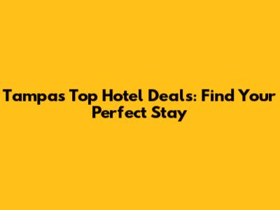 Tampa's Top Hotel Deals: Find Your Perfect Stay