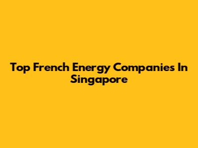 Top French Energy Companies In Singapore